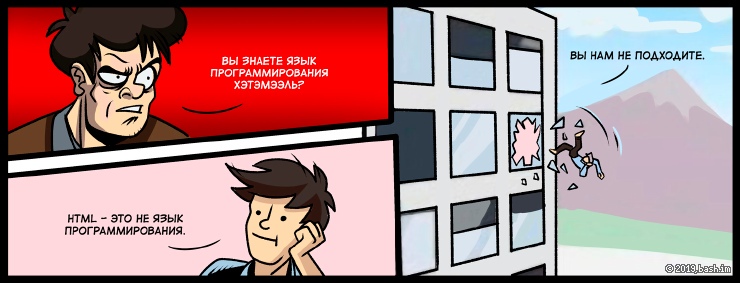 Давеча был на собеседовании, напротив меня сидела видимо HR менеджер:
HR: Вы знаете язык программирования...